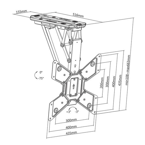 Nedis Gemotoriseerde TV-plafondbeugel - TVCM5830BK