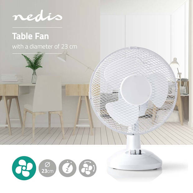 Nedis Tafelventilator - Wit - 230 mm