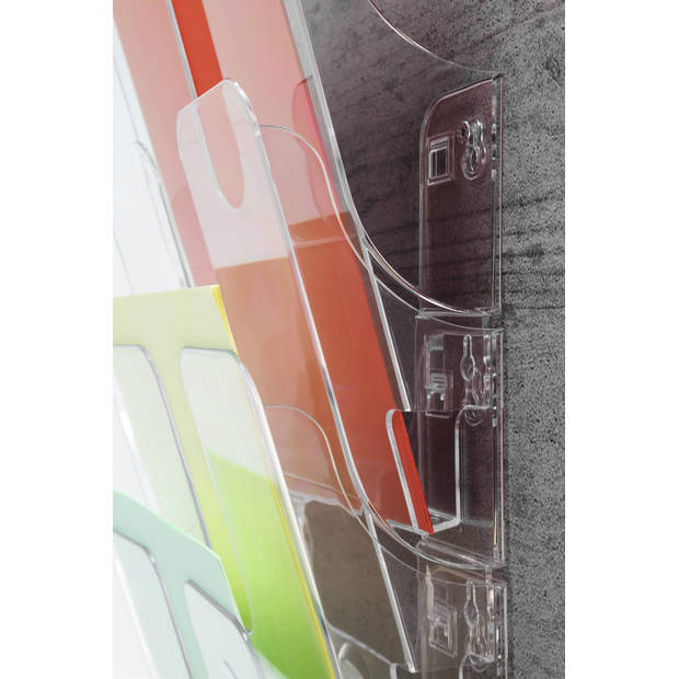 Durable Flexiplus folderhouder - 74,5 x 24,7 x 10 cm - Transparant - 6 staande A4 vakken