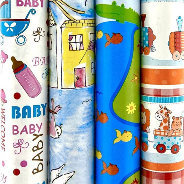 grafisch Echt niet Duwen Baby Geboorte Cadeaupapier Inpakpapier Jongen & Meisje - 5 Rollen - 200 x  70 cm | Blokker