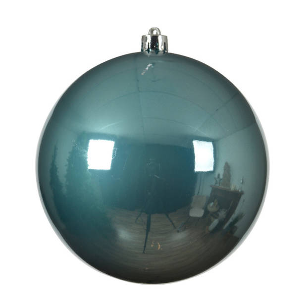 1x stuks grote kunststof kerstballen ijsblauw (blue dawn) 20 cm glans - Kerstbal