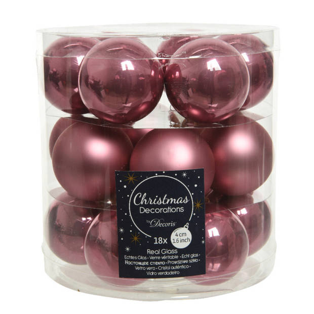 36x stuks kleine glazen kerstballen oud roze (velvet) 4 cm mat/glans - Kerstbal