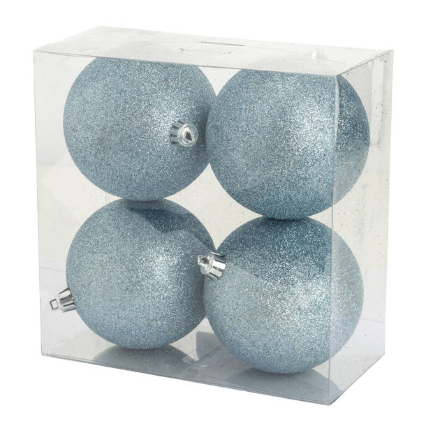 Kerstversiering set kerstballen met piek ijsblauw 6 - 8 - 10 cm - pakket van 40x stuks - Kerstbal