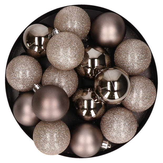 Cosy & Trendy Kerstballen - 12ST- champagne - mix - 6 cm - Kerstbal