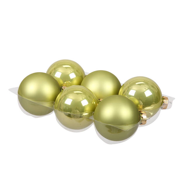 12x stuks glazen kerstballen salie groen (oasis) 8 cm mat/glans - Kerstbal