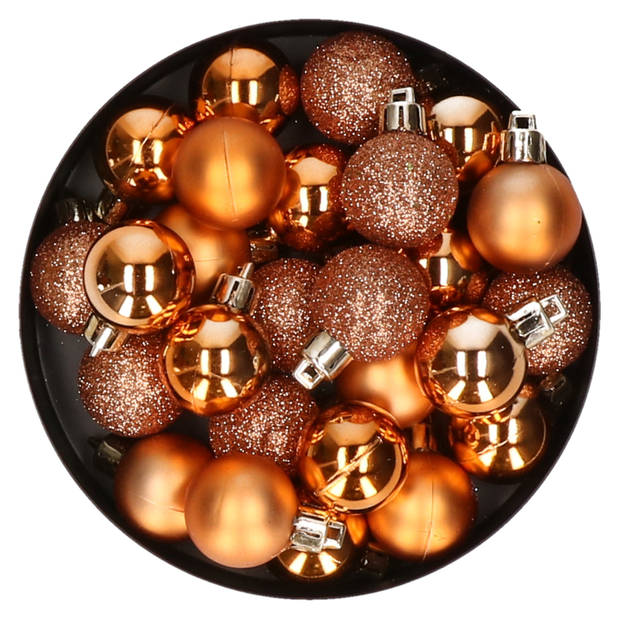 Cosy & Trendy Kerstballen - 20 stuks - koper - 3 cm - kunststof - Kerstbal