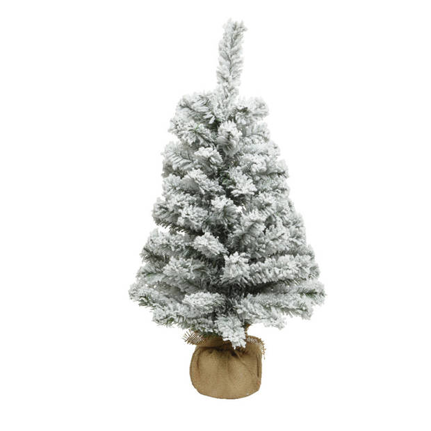 2x stuks kunstboom/kunst kerstboom met sneeuw 75 cm kerstversiering - Kunstkerstboom
