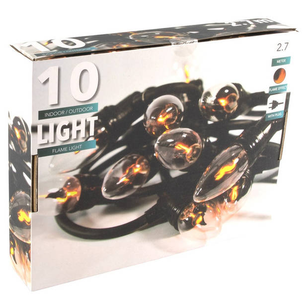 Feestverlichting lichtsnoer met vlammen lampjes 150 cm - Lichtsnoeren