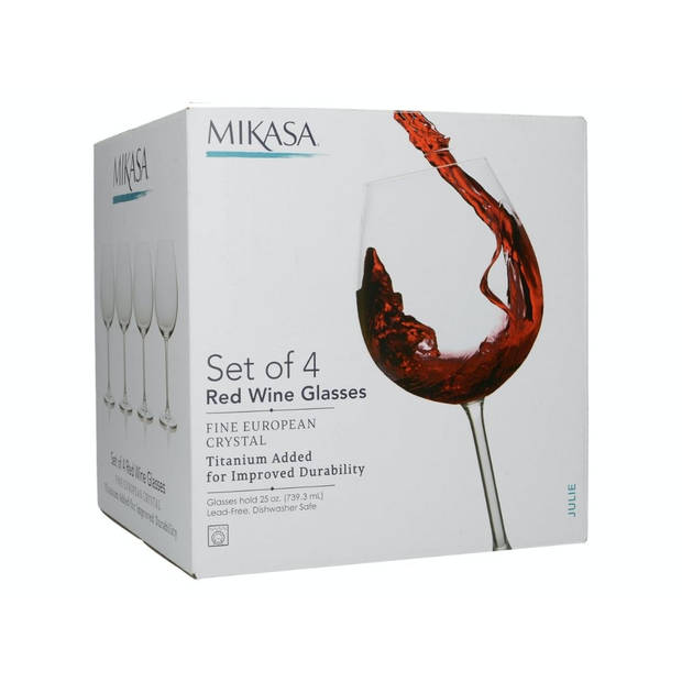Mikasa - Rode Wijnglazenset, 4 stuks, 739 ml - Mikasa Julie