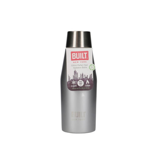 BUILT New York - Mini Dubbelwandige Apex Fles, 0.33 L, Zilver - BUILT New York Perfect Seal