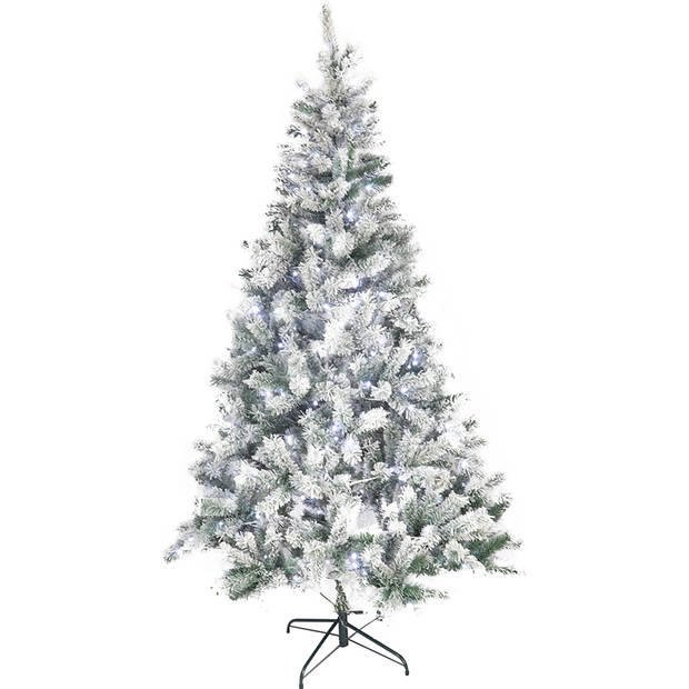 Kerstboom Victoria Sneeuw + Led Verlichting 150Cm