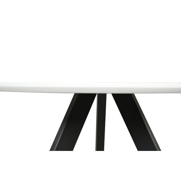 Eettafel rond Ronsi wit met zwarte poten 120cm ronde tafel