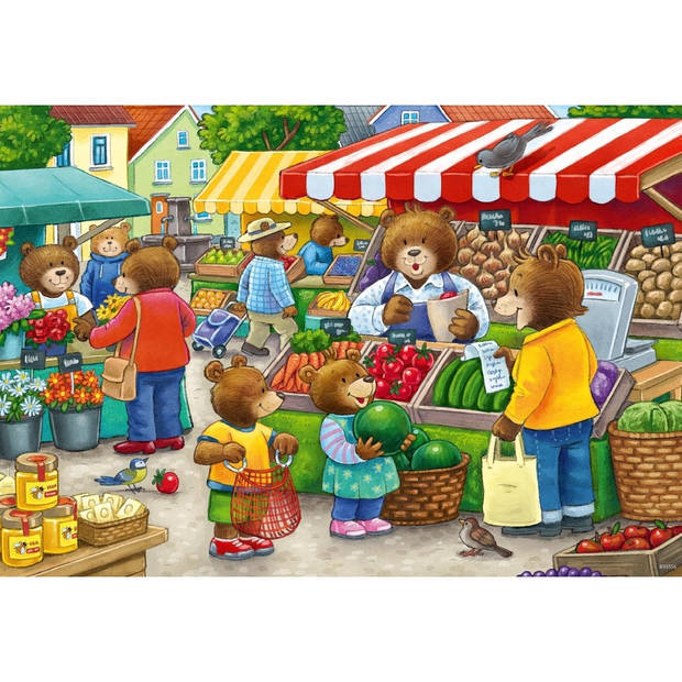 Ravensburger puzzel Market and Supermarket Scene - Twee puzzels - 12 stukjes - kinderpuzzel