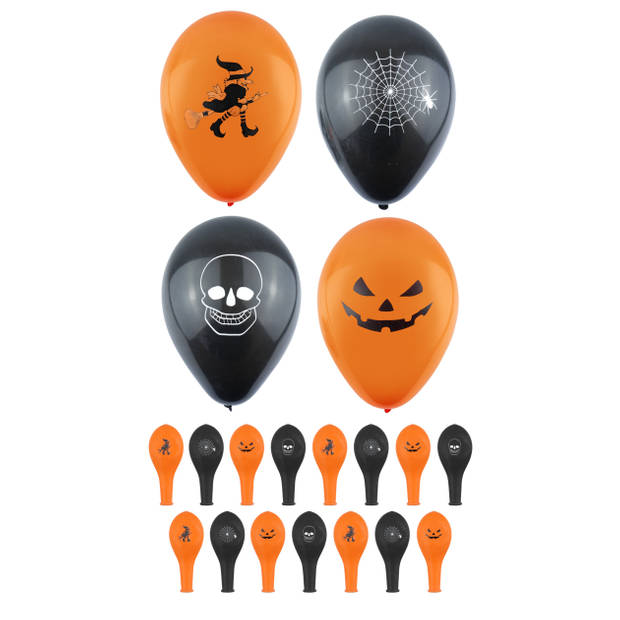 Set van 12x stuks Halloween ballonnen met print 23 cm - Ballonnen