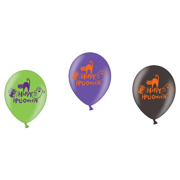 Halloween - Set van 6x stuks Halloween ballonnen met print 27,5 cm - Ballonnen