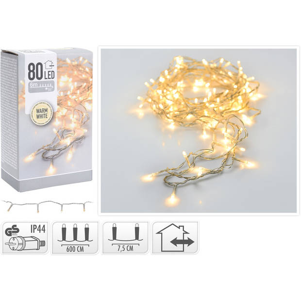 Kerstverlichting - lichtsnoer - wit - 80 lampjes - Kerstverlichting kerstboom
