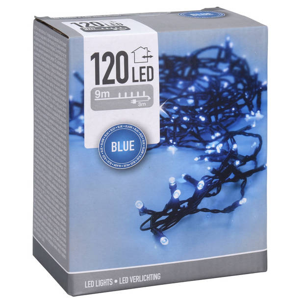Feestverlichting lichtsnoeren met blauwe led lampjes/lichtjes 9 meter - Kerstverlichting kerstboom