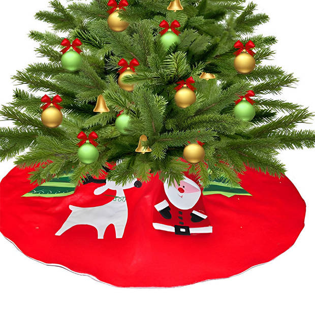 Kerstboomrok/kerstboom voet kleed rood vilt 90 cm - Kerstboommand / huls