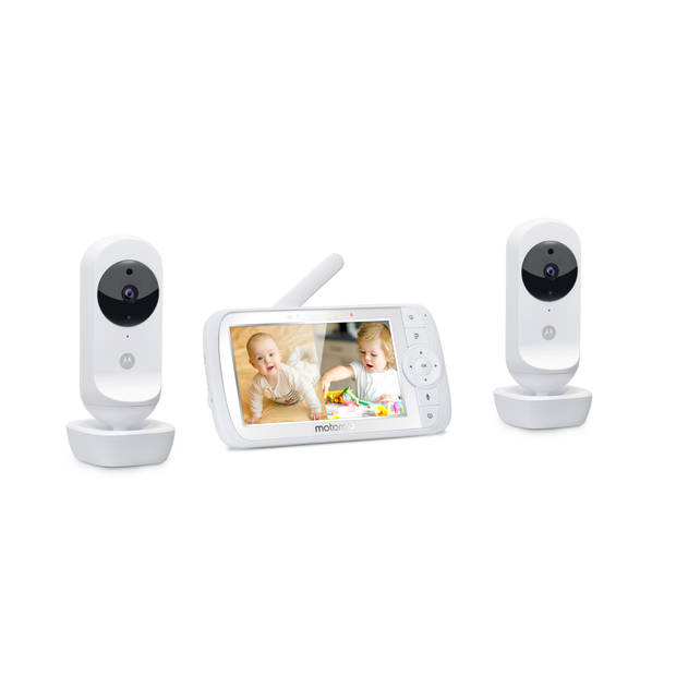 Motorola Nursery Babyfoon - Ease VM35-2 - 5-Inch Gesplitst Scherm - Wit - 2 Camera's - Nachtvisie - Ingebouwde microfoon
