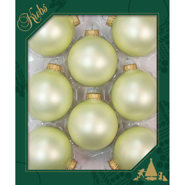 Krebs kerstballen - 8x st - vanille lichtgeel - 7 cm - glas - Kerstbal