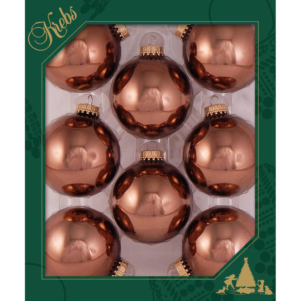 16x stuks glazen kerstballen 7 cm acacia bruin - Kerstbal