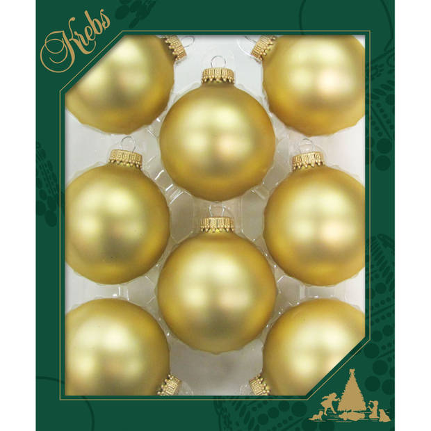 8x stuks glazen kerstballen 7 cm chiffon goud - Kerstbal