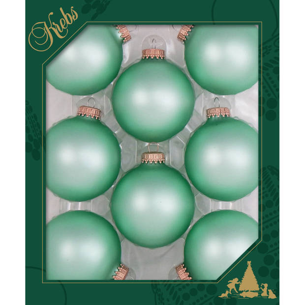 Krebs Kerstballen - 8 stuks - velvet groen - glas - 7 cm - Kerstbal