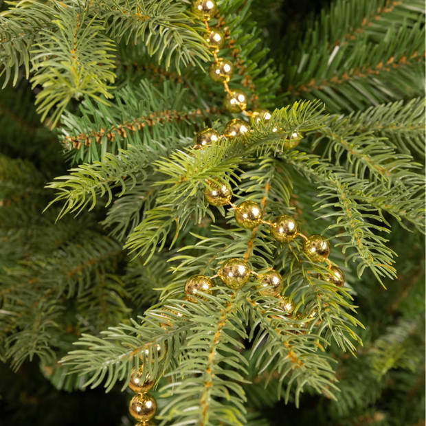 1x stuks kralenslinger kerstboom slingers/guirlandes goud 5 meter x 1,4 cm - Kerstslingers