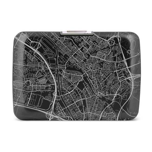 Ogon Designs Stockholm V2 RFID Creditcardhouder - V2.0 Smart Case - Aluminium - Zwart - City Map - Utrecht