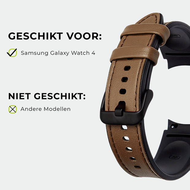 SmartphoneClip Bandje leer sport Bruin geschikt voor Samsung Galaxy Watch 4 & Galaxy Watch 5