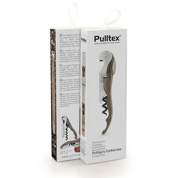 Pulltex Pulltap's Classic Grafiet Kurkentrekker RVS- Verwijder Moeiteloos de Kurk - Eenvoudig inklapbaar - Kurken