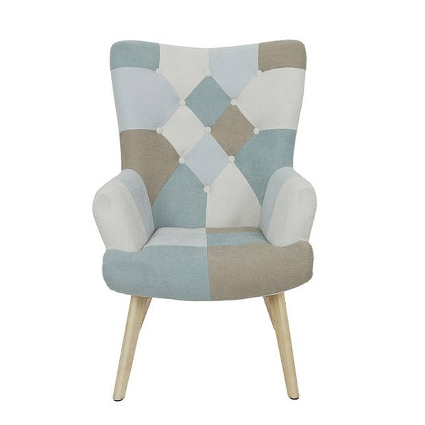 Patchwork Fauteuil Helsinki met Armleuning - Blauw/Grijs