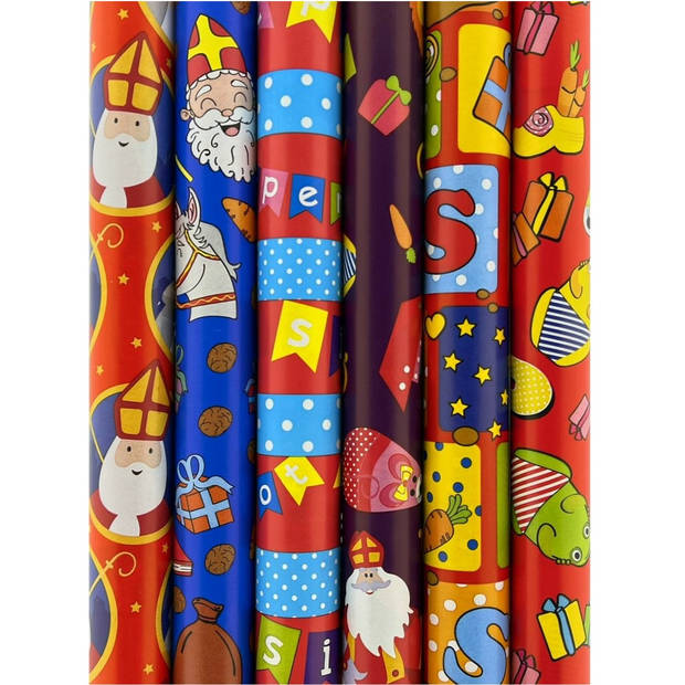 Sinterklaas cadeaupapier - Sinterklaaspapier inpakpapier - 3 meter x 70 cm - 12 XXL rollen