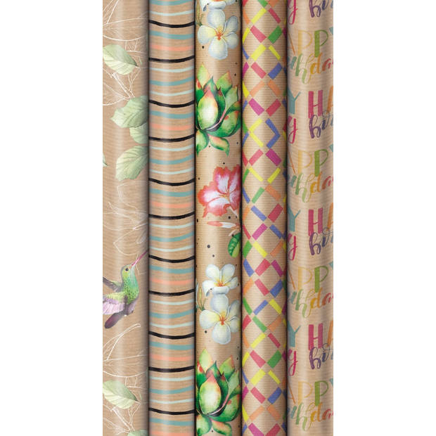 Natuur 1 luxe cadeaupapier inpakpapier - 200 x 70 cm - 3 rollen