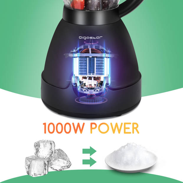 Aigostar Herman 30VDT - Blender - 1000W - Zwart