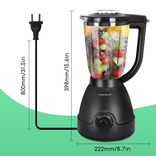 Aigostar Herman 30VDT - Blender - 1000W - Zwart