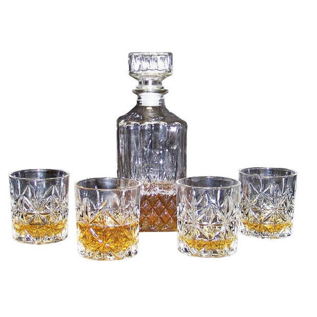 Whiskeyset - Karaf met 4 glazen