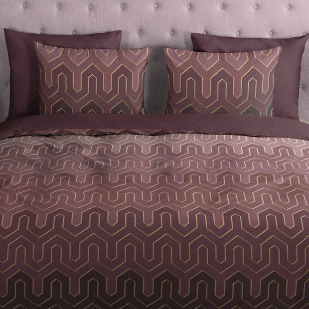 Good Morning Dekbedovertrek Katoen Chevron - bordeaux 240x200/220cm