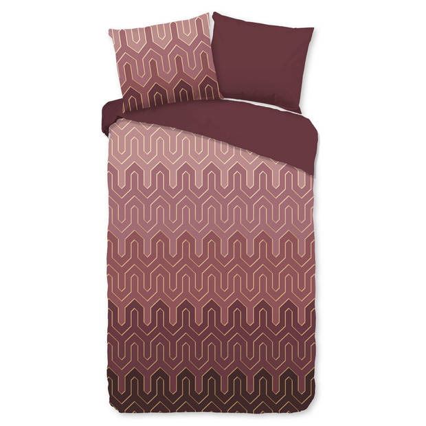 Good Morning Dekbedovertrek Katoen Chevron - bordeaux 240x200/220cm