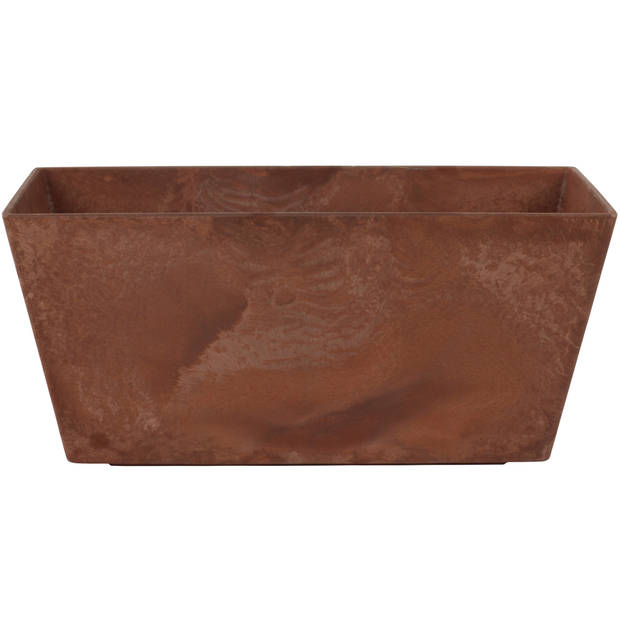 Set van 2x stuks bloempot/plantenpot balkonbak van gerecycled kunststof terra bruin D37x17 en H17 cm - Plantenbakken