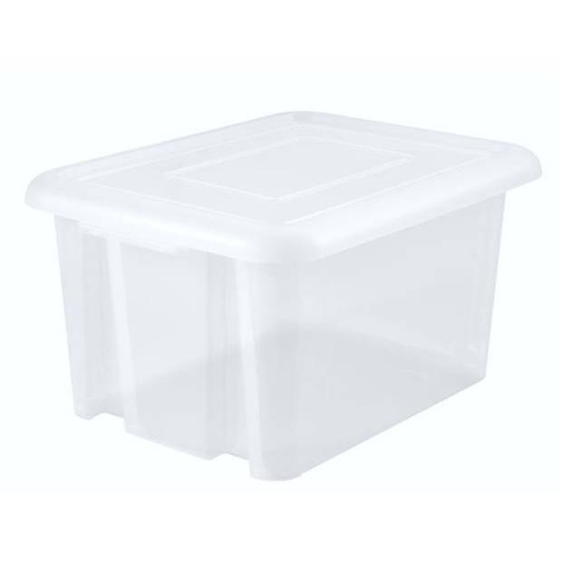 Kunststof opbergbox/opbergdoos wit transparant L65 x B50 x H36 cm stapelbaar - Opbergbox