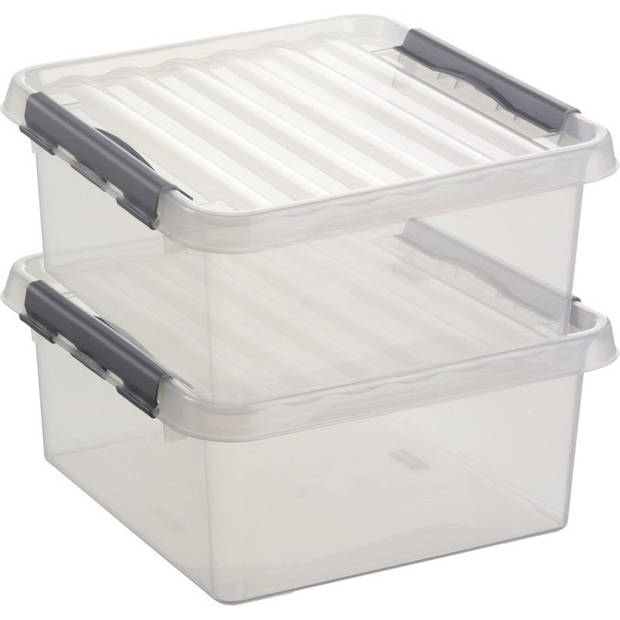 2x Kunststof stapelbare opbergbak 18 liter 40 x 40 x 20 cm - Opbergbox