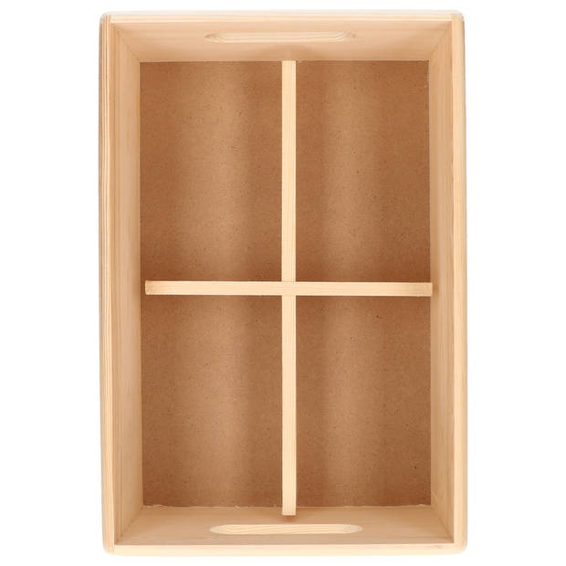 1x Houten opslag/bewaar kistje met inzettray en vakverdeling 30 x 20 cm - Opbergkisten