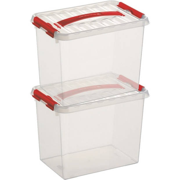 2x Kunststof stapelbare opbergbak 9 liter 30 x 20 x 22 cm - Opbergbox