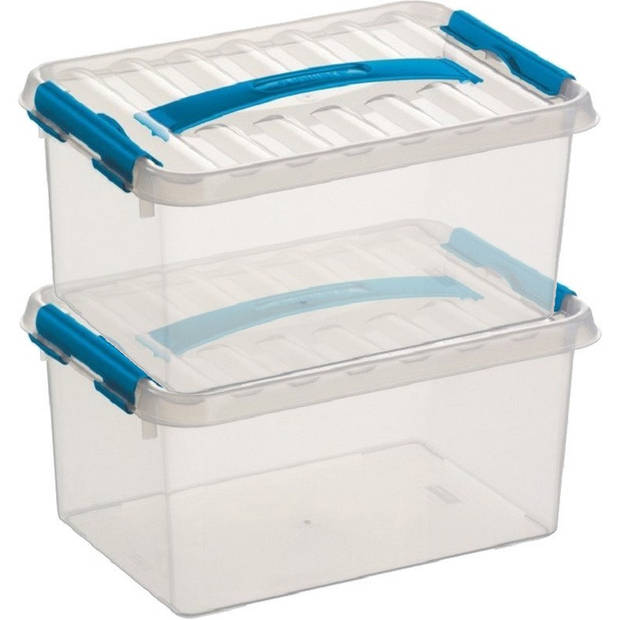 2x Kunststof stapelbare opbergbak 6 liter 30 x 20 x 14 cm - Opbergbox