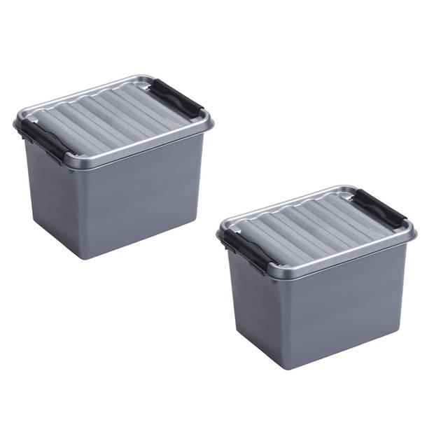 2x stuks kunststof stapelbare opbergbakken 3 liter 20 x 15 x 14 cm - Opbergbox