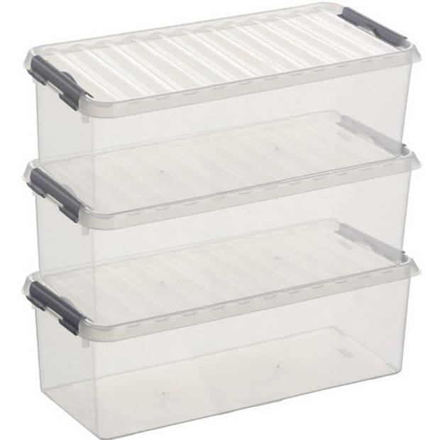 3x Kunststof stapelbare opbergbak 9,5 liter 48,5 x 19 x 14,7 cm - Opbergbox