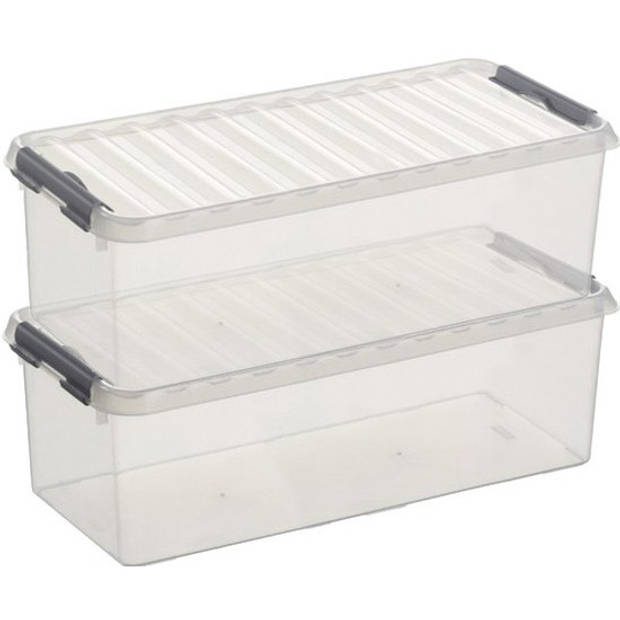 2x Kunststof stapelbare opbergbak 9,5 liter 48,5 x 19 x 14,7 cm - Opbergbox