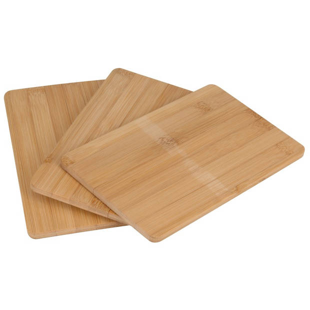 Excellent Houseware Snijplanken/broodplanken bamboe hout - set van 3x - 22 x 15 cm - Snijplanken