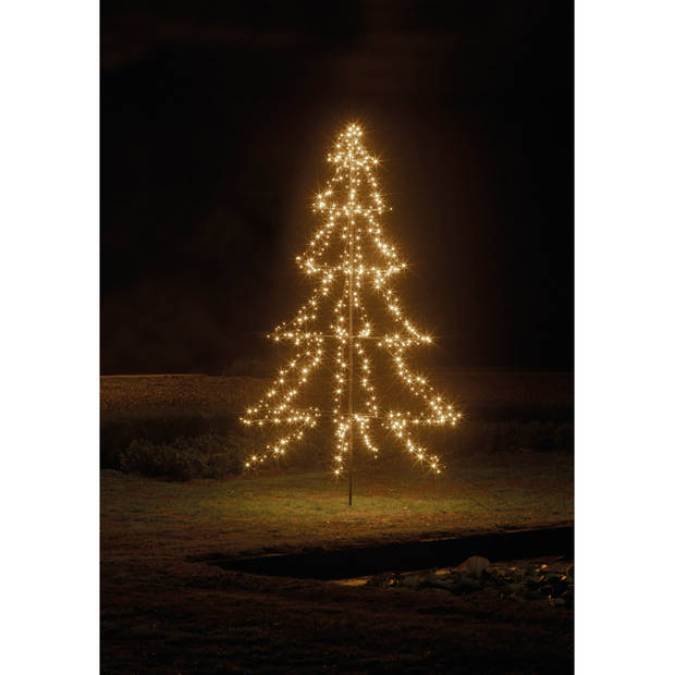 Verlichte figuren zwarte lichtboom/metalen boom/kerstboom met 600 led lichtjes 300 cm - kerstverlichting figuur